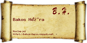 Bakos Héra névjegykártya